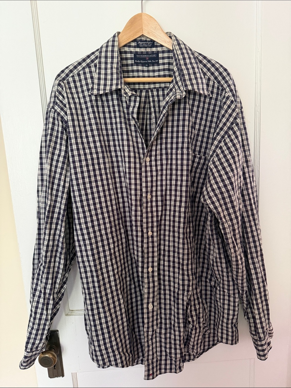 Hathaway Sport- Plaid Dress shirt- size XL